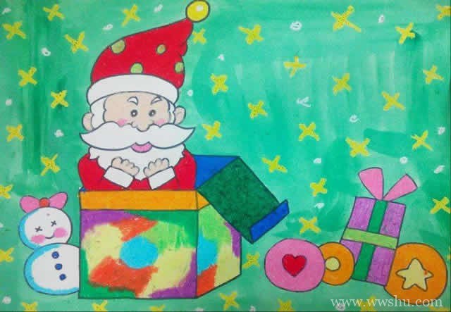 欢乐圣诞节儿童画二年级一等奖