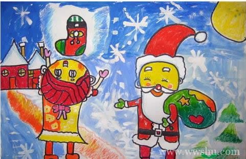 欢乐圣诞节儿童画二年级一等奖