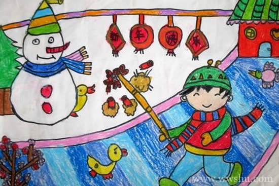 2020年新年快乐/元旦主题儿童画作品图
