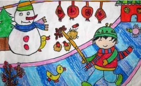 献礼元旦新年祝福儿童画作品