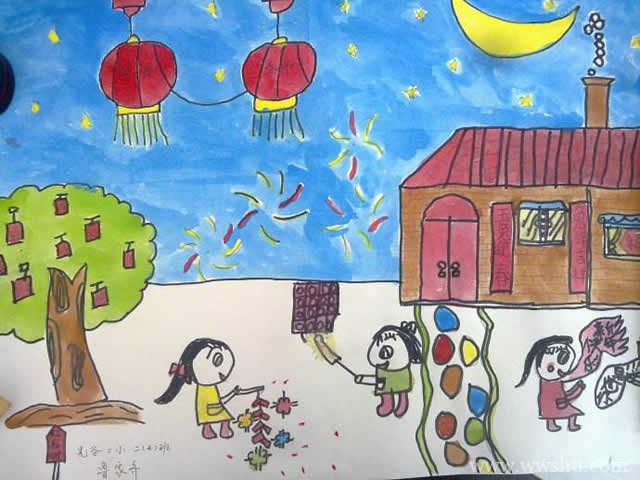 小学生新春祝福儿童画图片