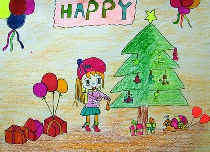 小学生快乐圣诞节儿童画作品图片