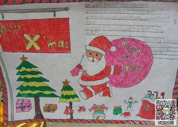 圣诞节主题儿童画作品图片-圣诞老人送