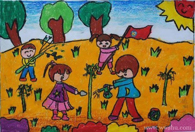 植树节儿童画作品图片