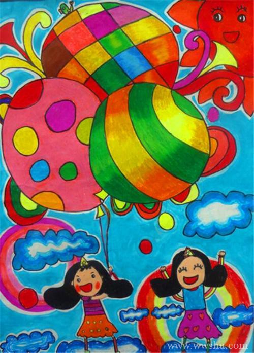竖着画的新年春节主题儿童画作品图片