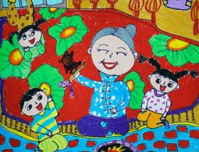 五年级欢度春节为主题的新年儿童画图片