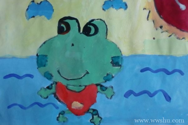 儿童画池塘里的小青蛙