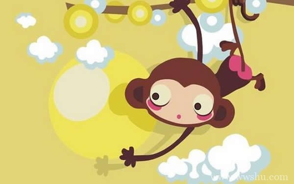 儿童画简单画猴子捞月