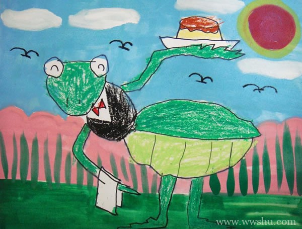 小学生动物螳螂简单儿童画