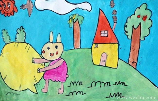 小兔子拔萝卜儿童画