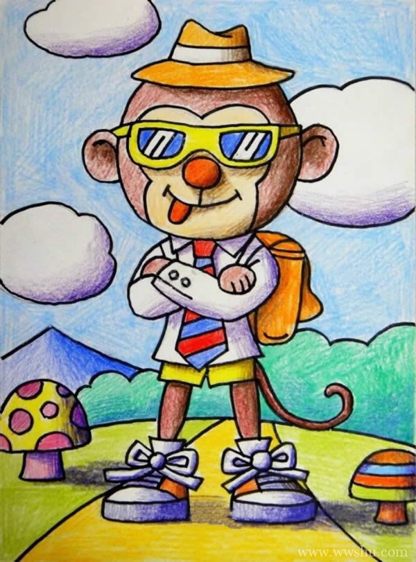猴子先生儿童绘画作品图片
