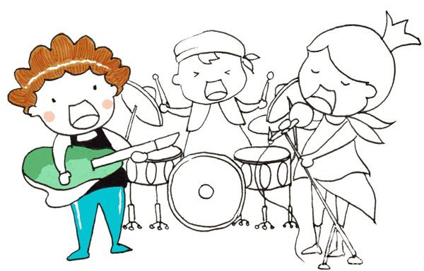 卡通人物乐队组合儿童画基础教程