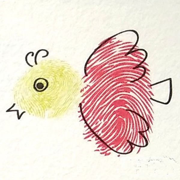 小鸟动物手指印画教程