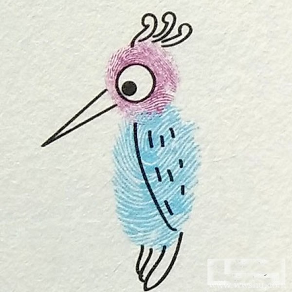 啄木鸟指印画画法步骤