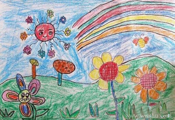 春天里的花朵儿童画