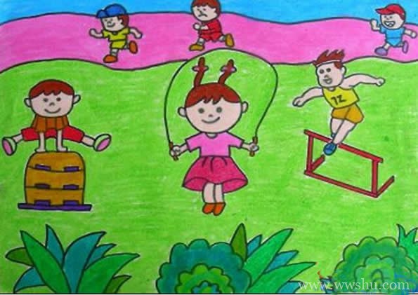 春季运动会儿童画