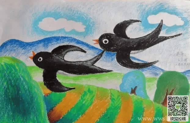 春天的燕子创意儿童画
