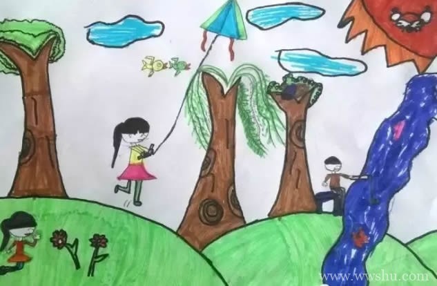 二年级春天主题儿童画作品图片