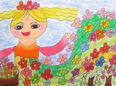 春天美丽的花朵儿童画图片大全