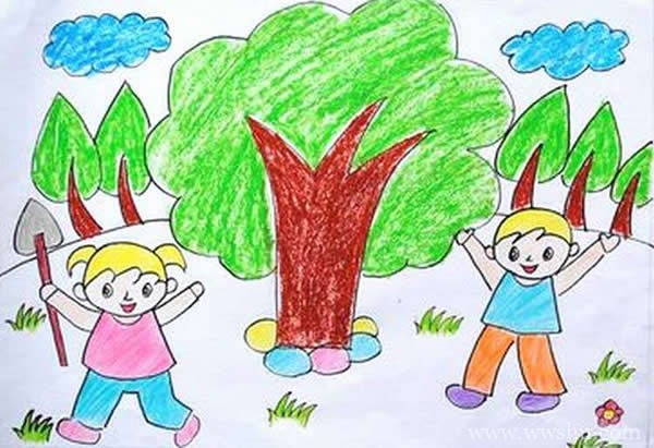 春天来了儿童画图片大全 简单一年级绘