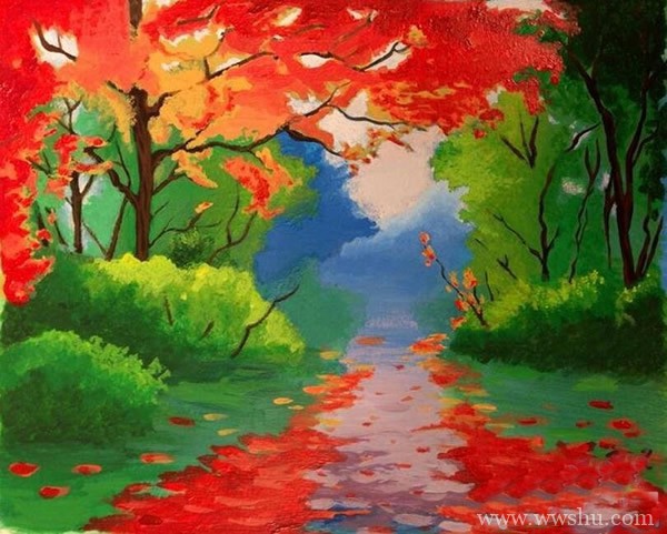 描写秋天景色的儿童画