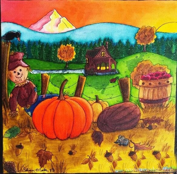 儿童画丰收的秋天图片