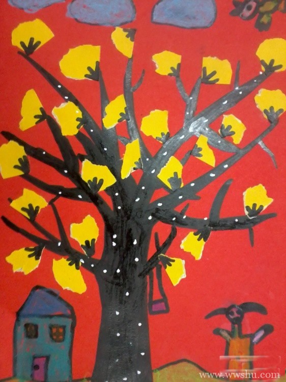 秋天的树木儿童画