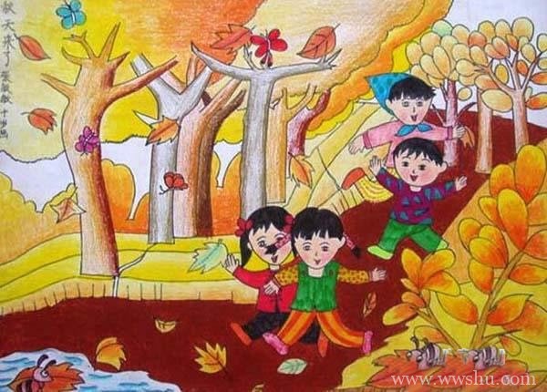 十岁秋天主题儿童画优秀绘画作品