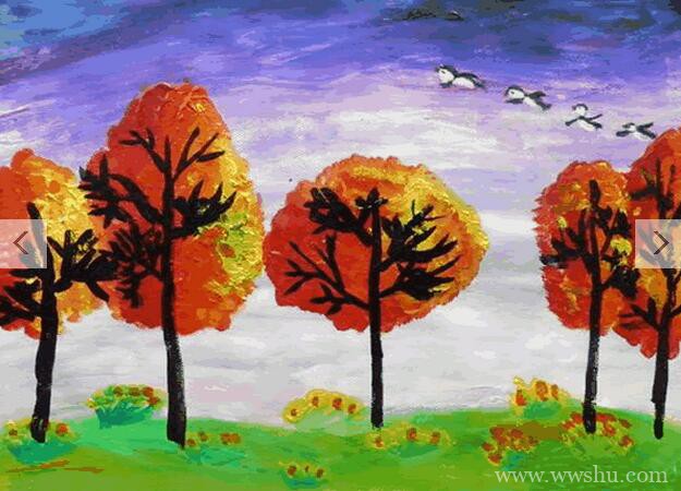 秋天枫树的景色画