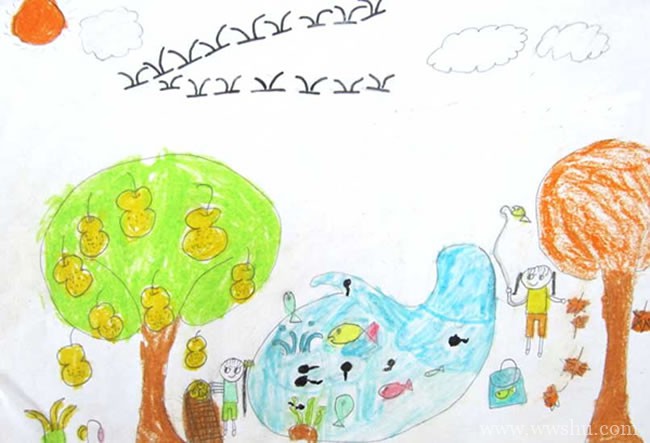 画一幅秋天的图画儿童画三年级