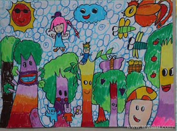 保护生态环境绿色家园儿童画