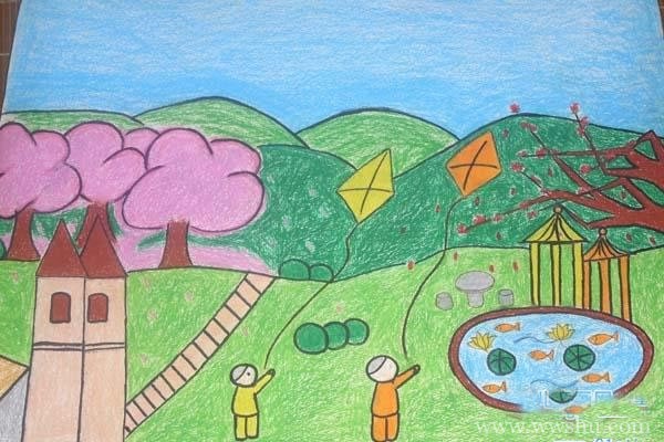 美丽和谐绿色家园儿童画