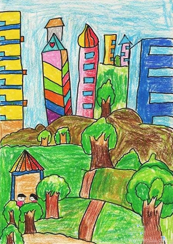 我的美丽绿色家园儿童画作品