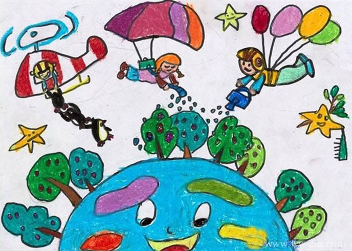 节能减排共创绿色家园儿童画