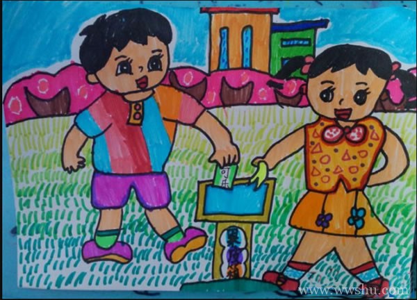 环境保护节约资源儿童画