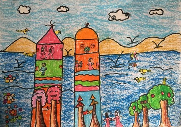 美丽家园儿童画获奖作品图片