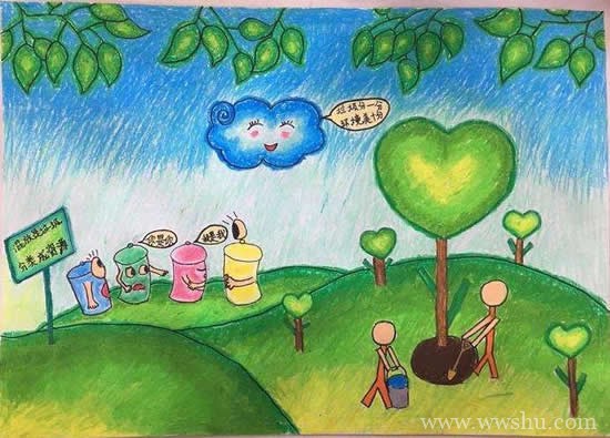 保护环境垃圾分类儿童画简单又漂亮
