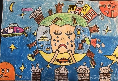 保护地球儿童画创想画一等奖