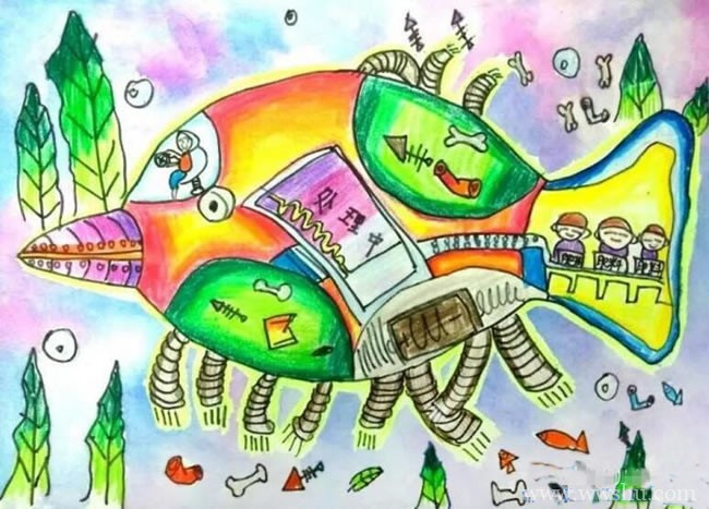 海底垃圾处理器科幻儿童画