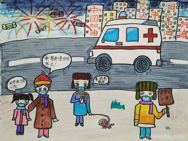 抗击疫情儿童画简单的,与疫情有关的儿