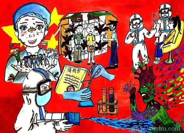 支援武汉医疗队医护人员抗击疫情儿童画