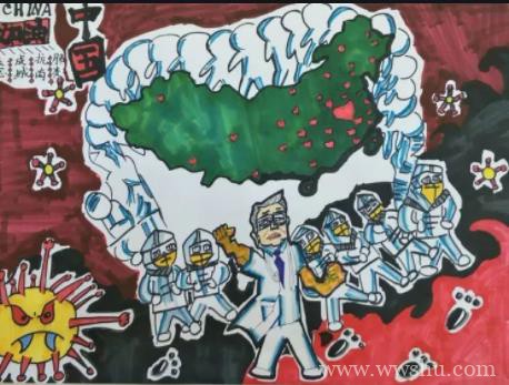支援武汉医疗队医护人员抗击疫情儿童画