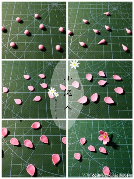 超轻粘土捏的粉色小花具体教程步骤