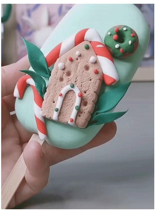 漂亮的圣诞风粘土雪糕手工制作具体教程