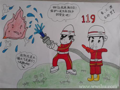 消防安全儿童画图片简单又漂亮