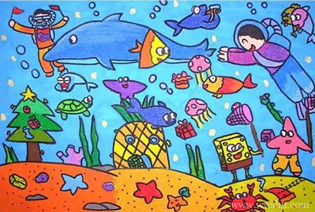 儿童海底世界儿童画简单又漂亮