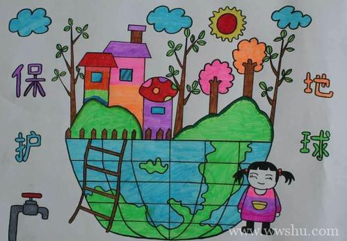 4~6岁儿童画保护地球儿童画简单又漂亮
