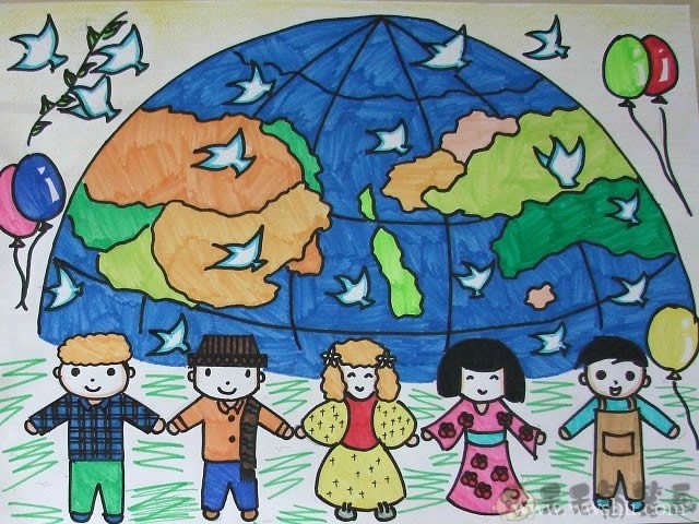 世界地球日儿童画保护地球简单又漂亮