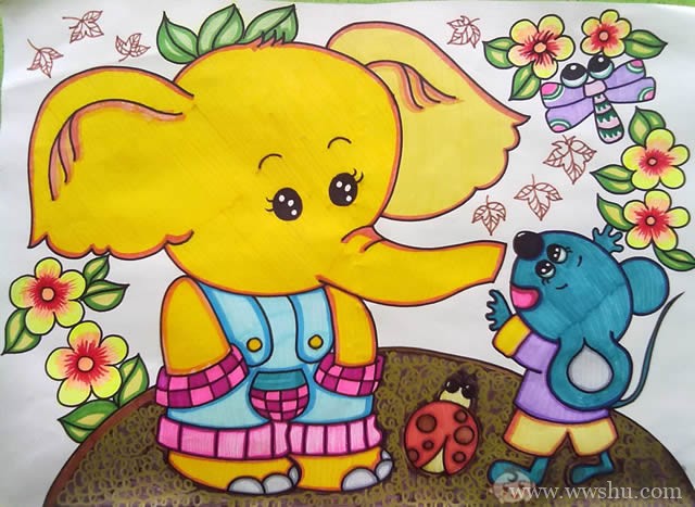以大象为主题的儿童画