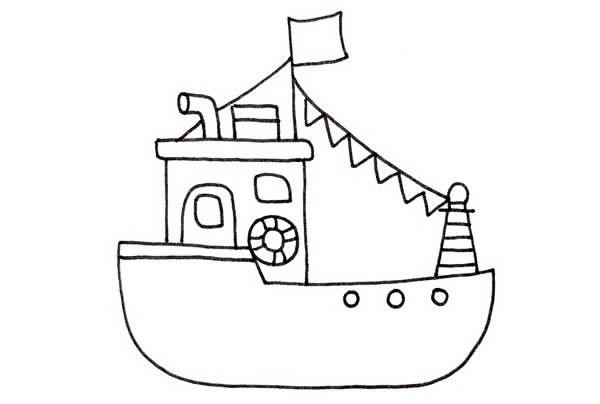 渔船简笔画_现代化渔船简笔画如何画简单彩色画法